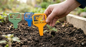 Farbige anyprint3d Pflanzstecker im Einsatz